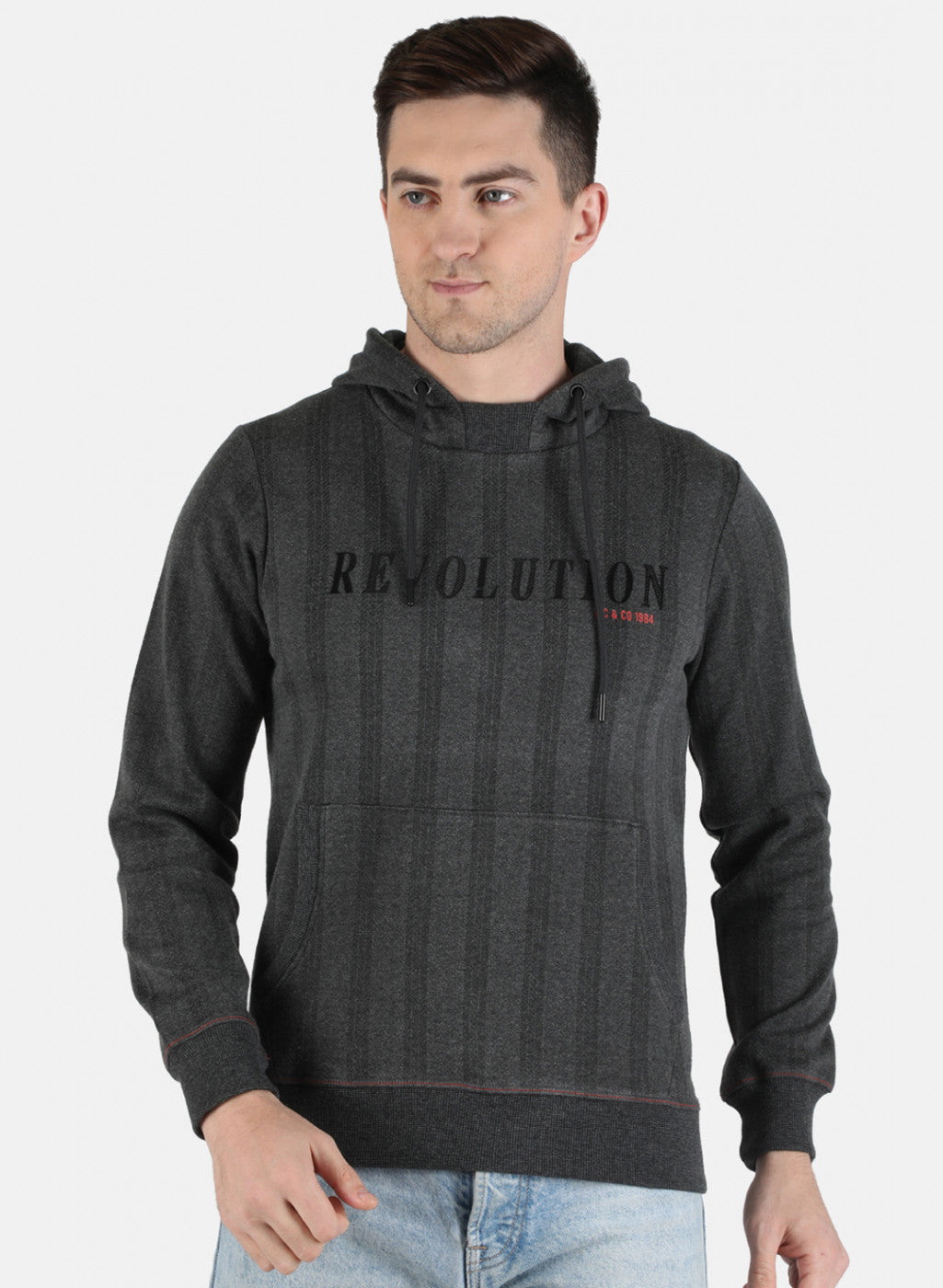 Men Grey Jaquard Sweatshirt