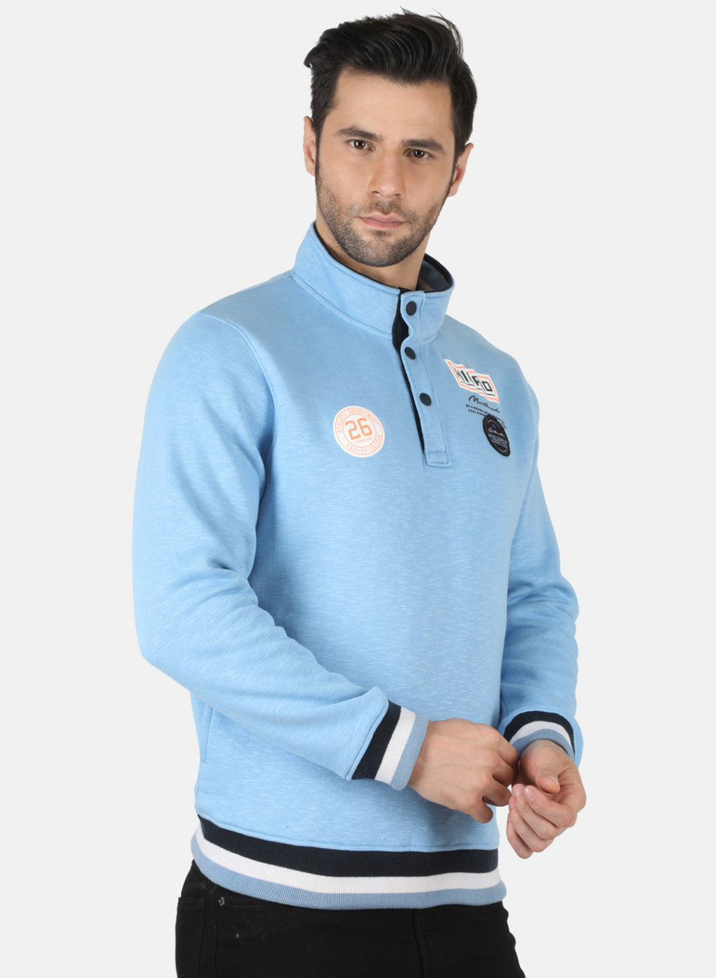 Men Blue Solid Sweatshirt