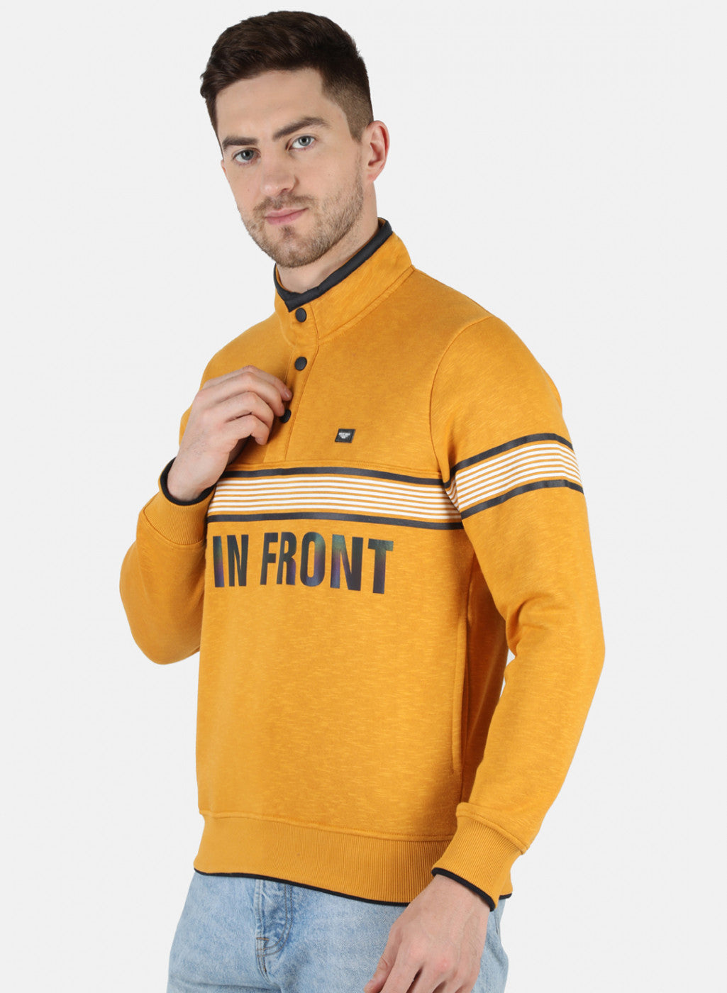 Men Mustard Printed Sweatshirt