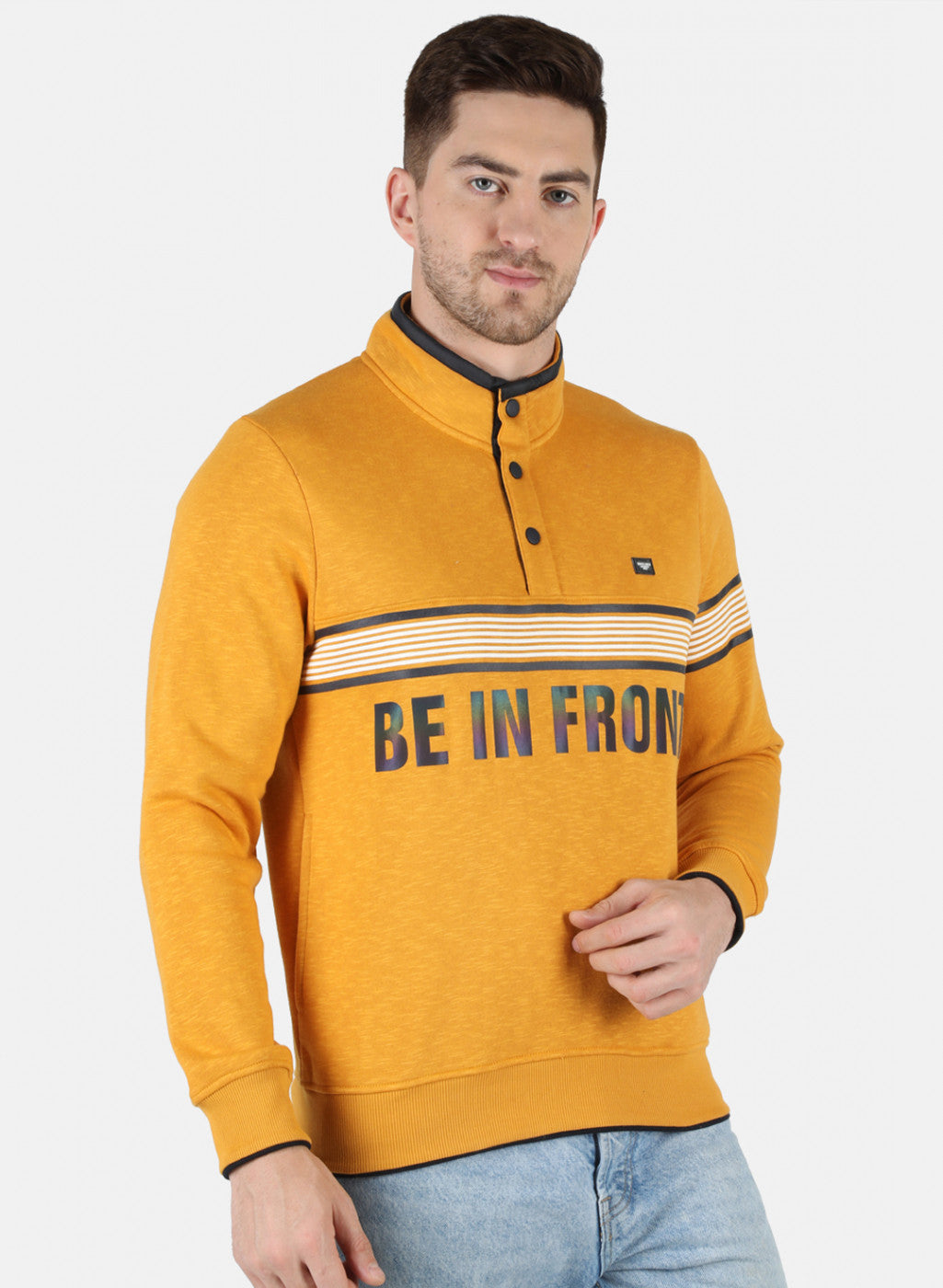 Men Mustard Printed Sweatshirt