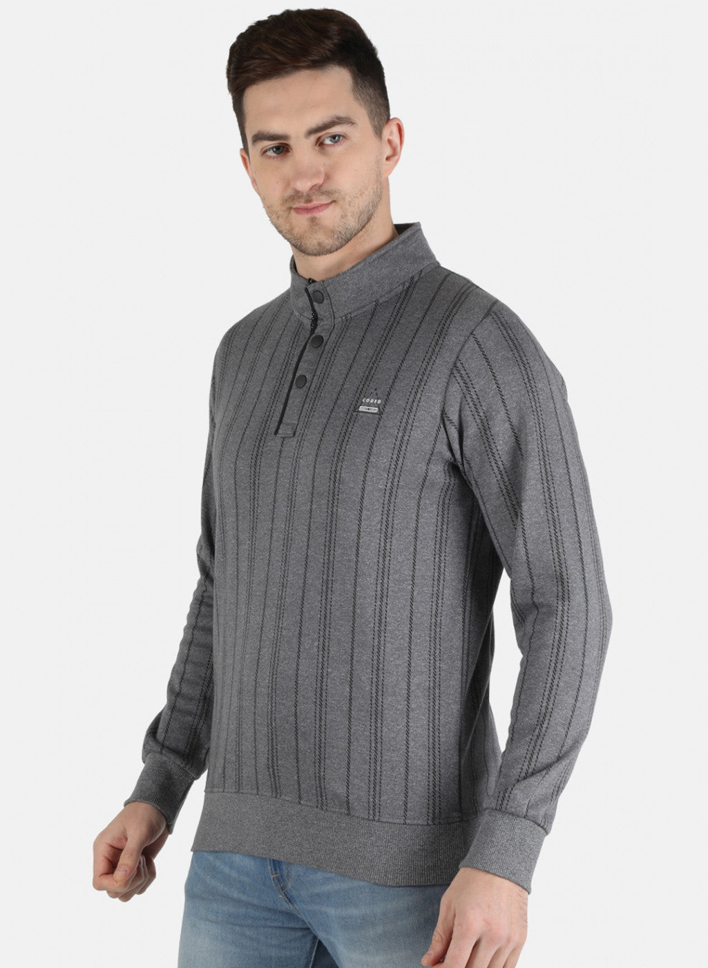 Men Grey Jaquard Sweatshirt