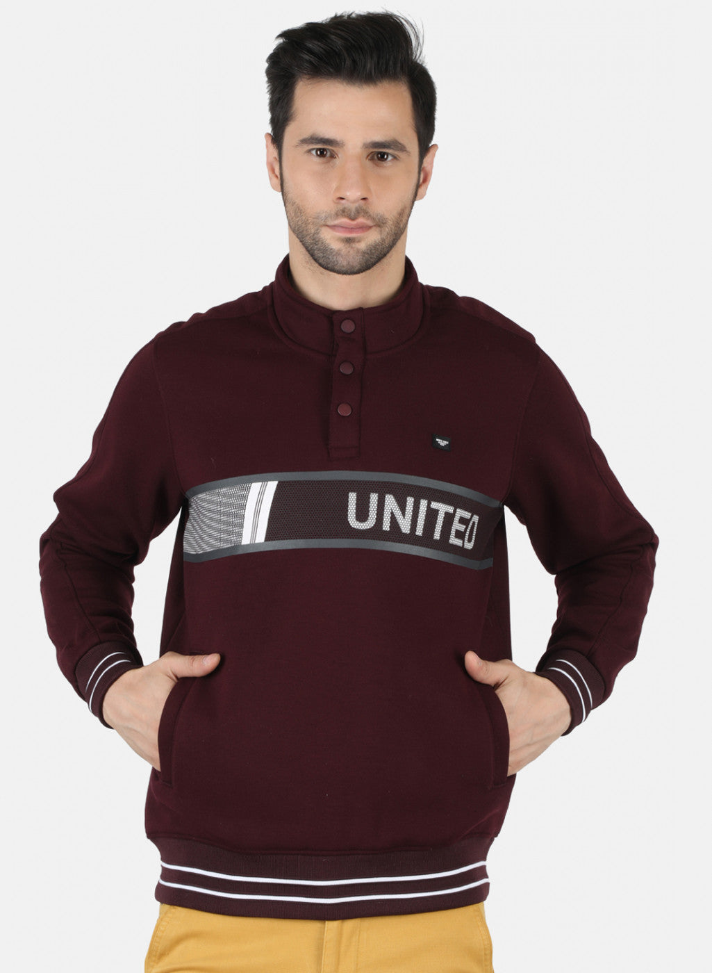 Men Purple Solid Sweatshirt