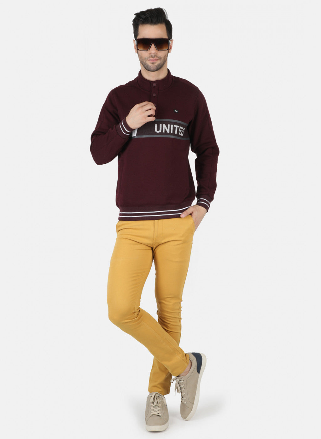 Men Purple Solid Sweatshirt