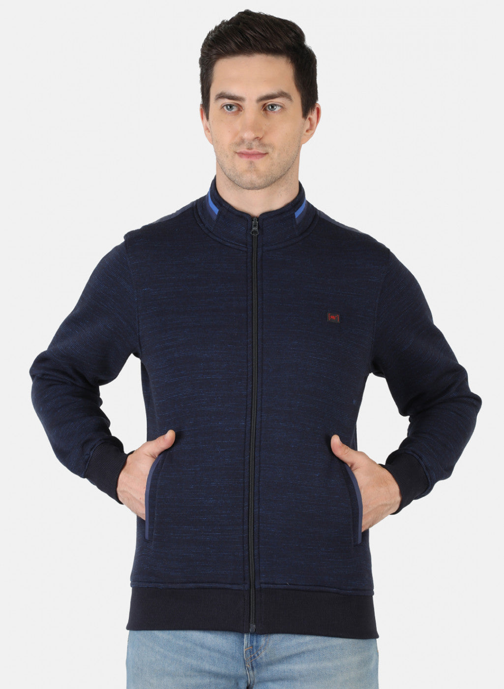 Men Blue Self Design Sweatshirt