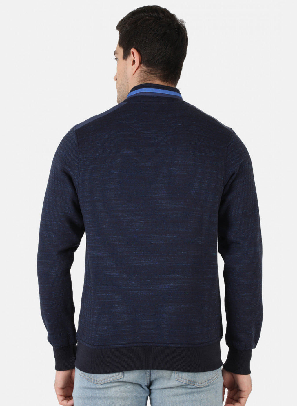 Men Blue Self Design Sweatshirt