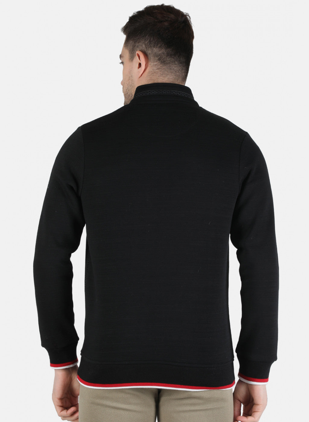 Men Black Self Design Sweatshirt