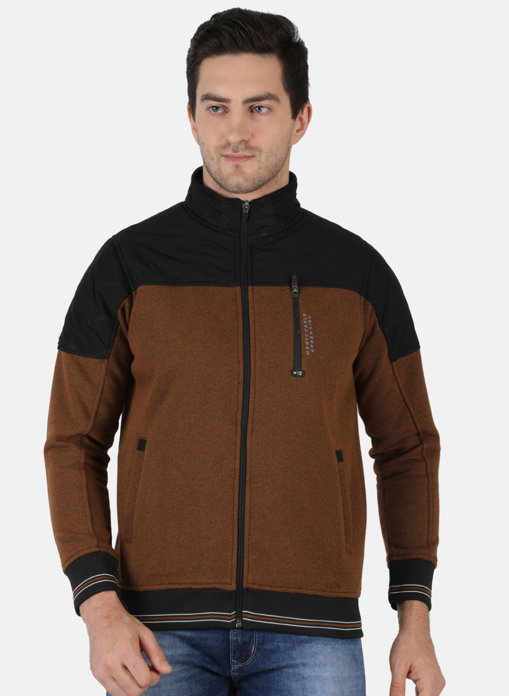 Men Brown Solid Sweatshirt