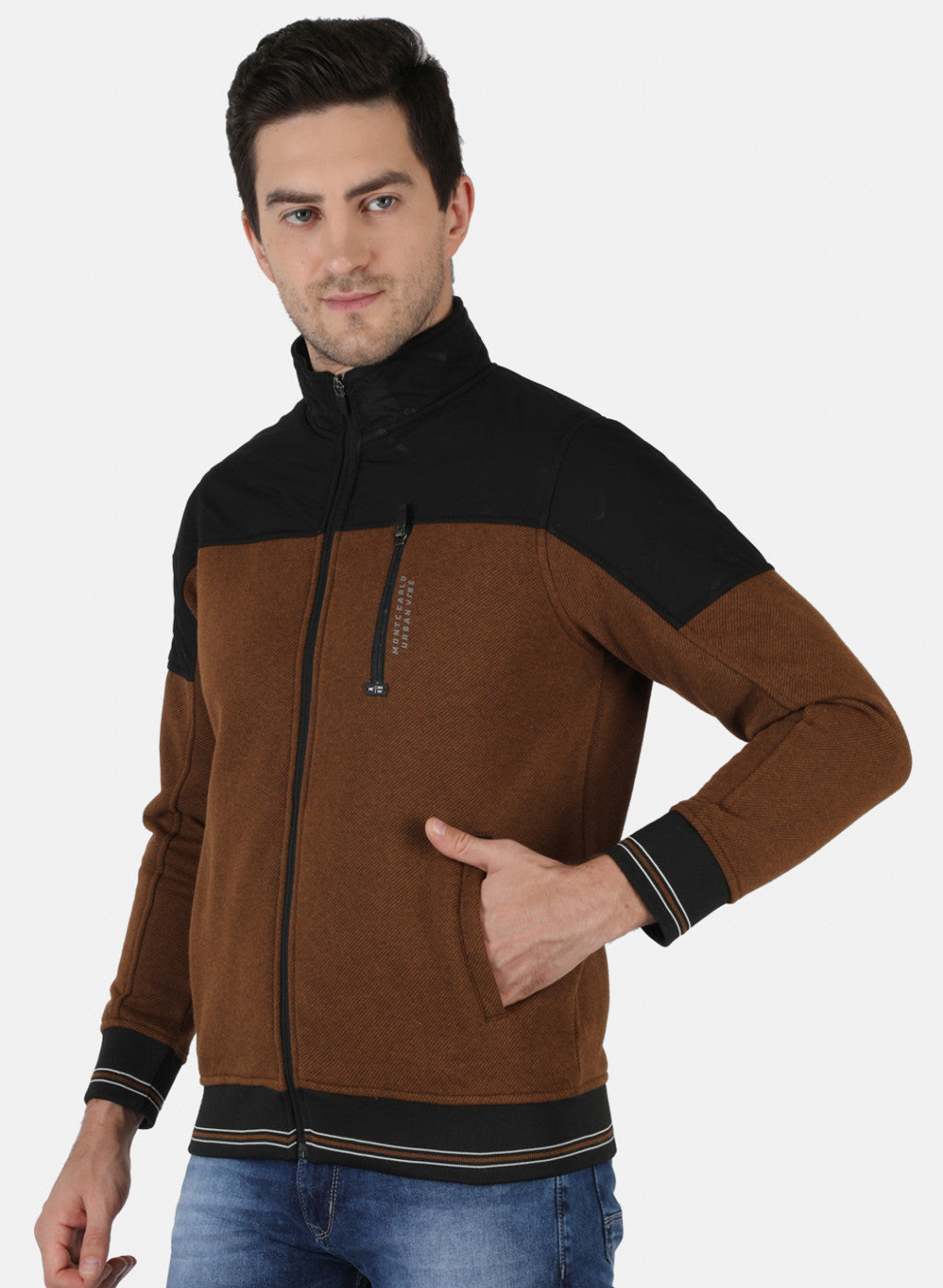 Men Brown Solid Sweatshirt