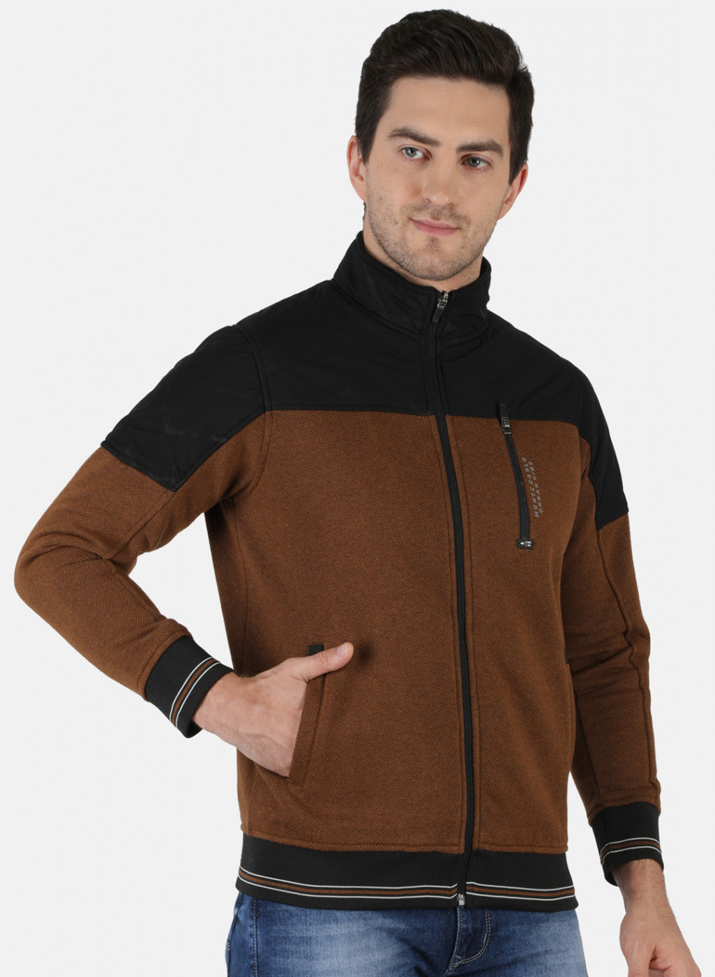 Men Brown Solid Sweatshirt