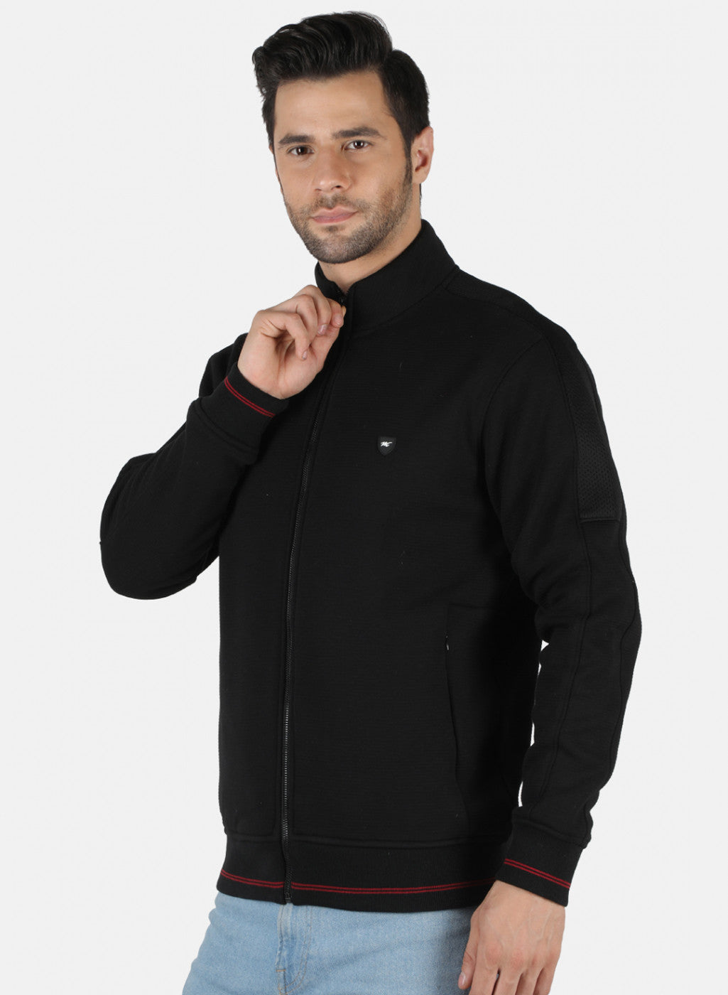 Men Black Self Design Sweatshirt