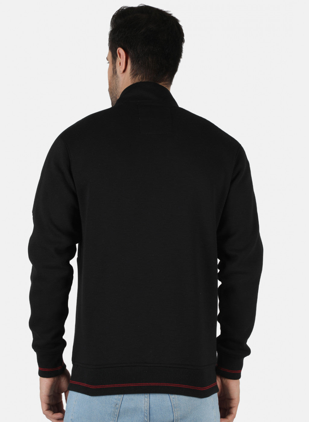 Men Black Self Design Sweatshirt