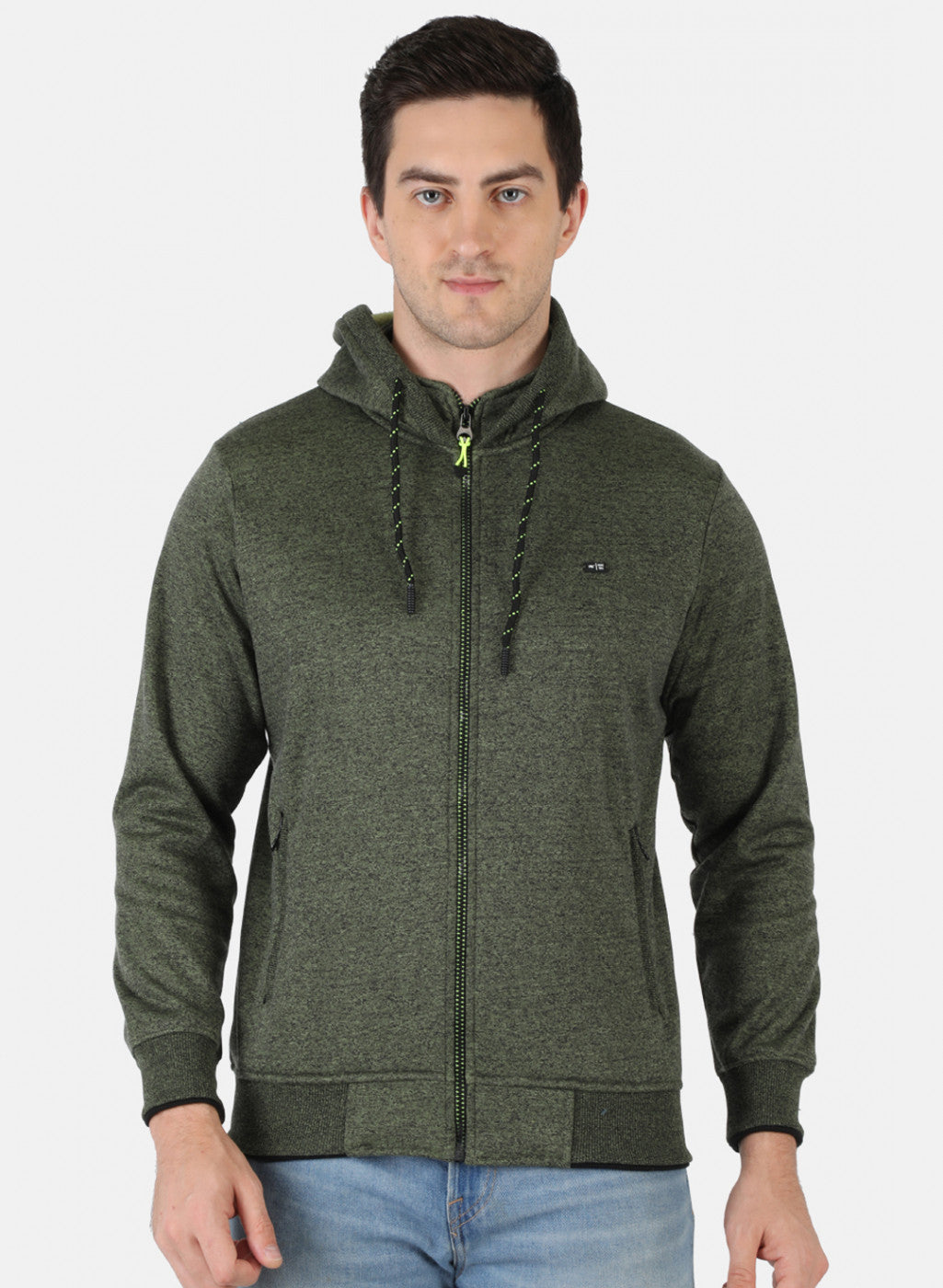 Men Green Solid Sweatshirt