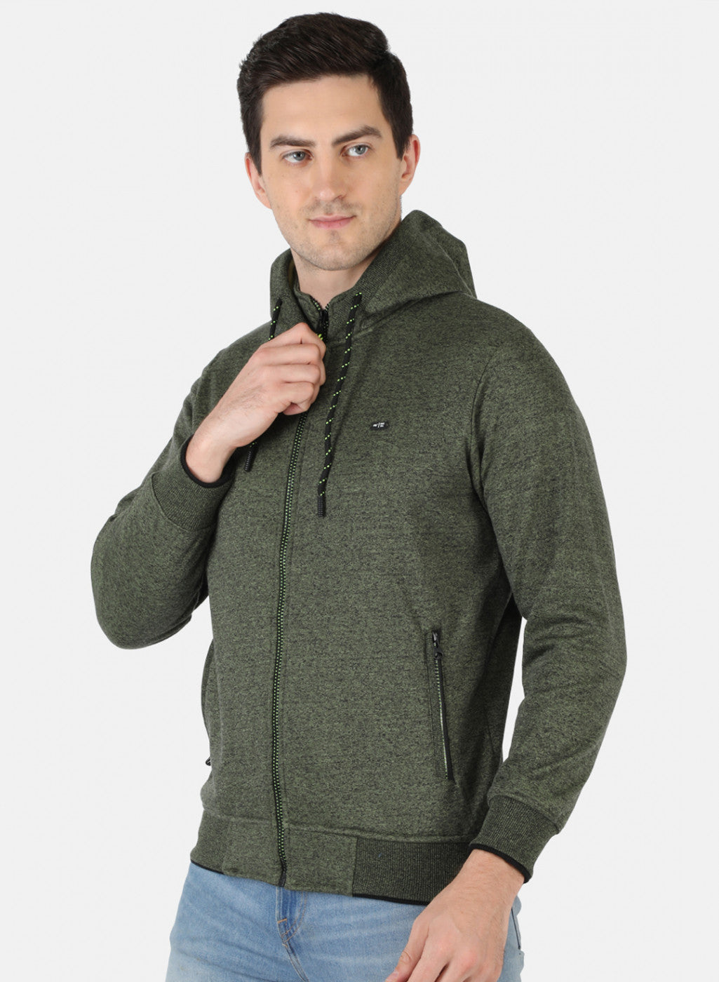 Men Green Solid Sweatshirt