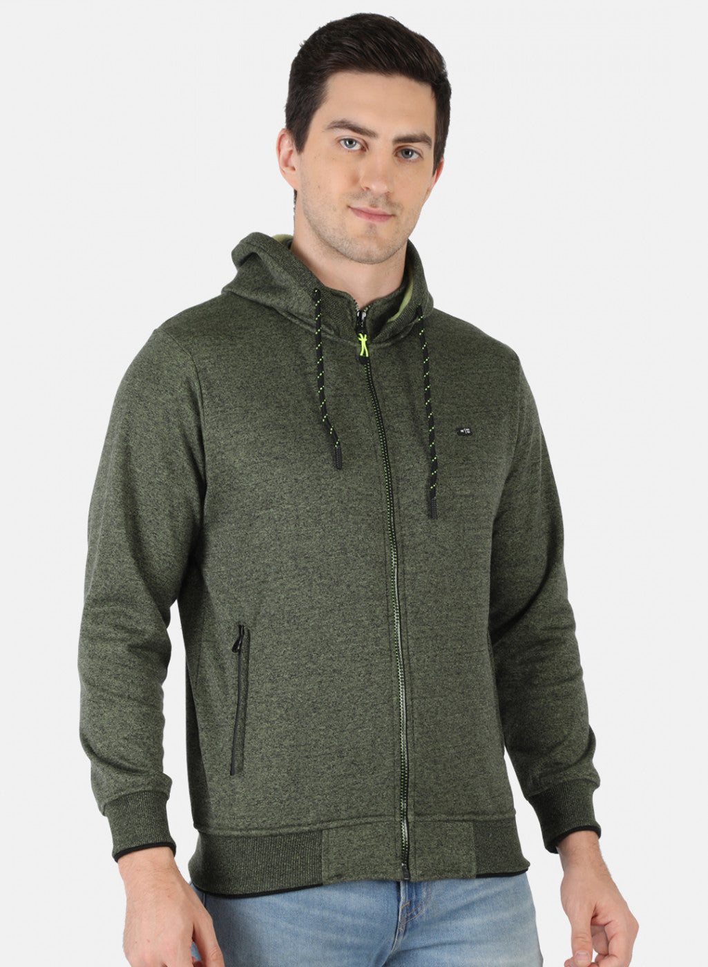 Men Green Solid Sweatshirt