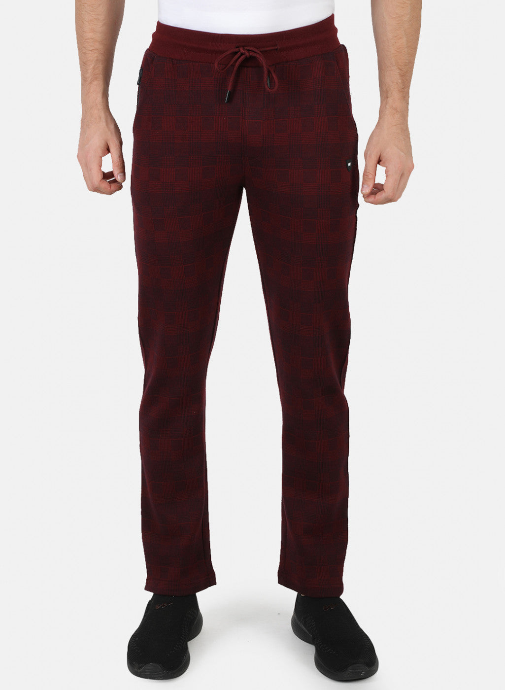 Men Maroon Solid Winter Lower