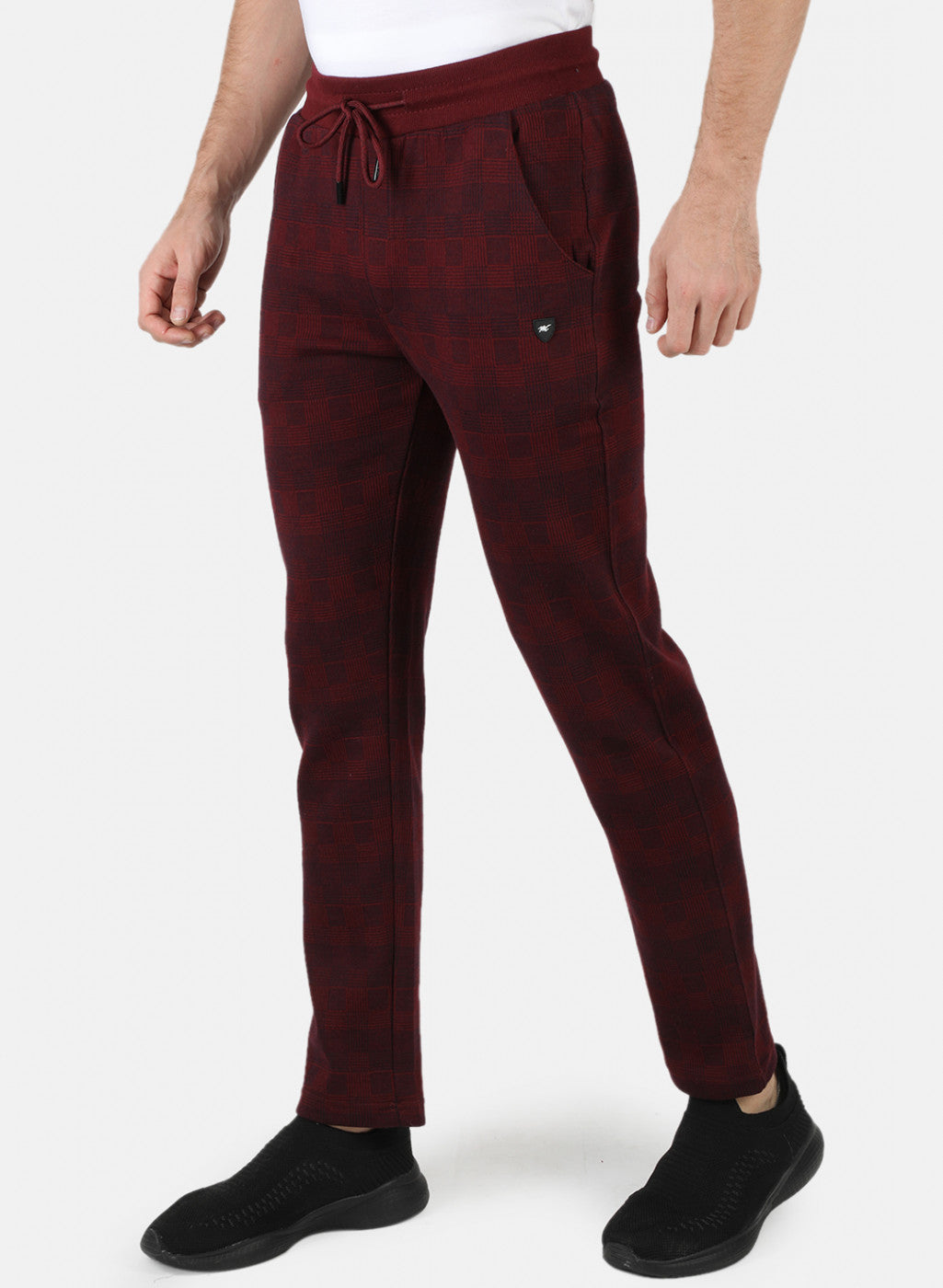 Men Maroon Solid Winter Lower