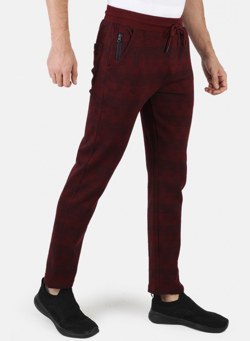 Men Maroon Solid Winter Lower