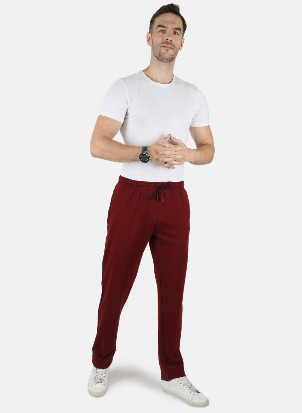 Men Maroon Solid Winter Lower