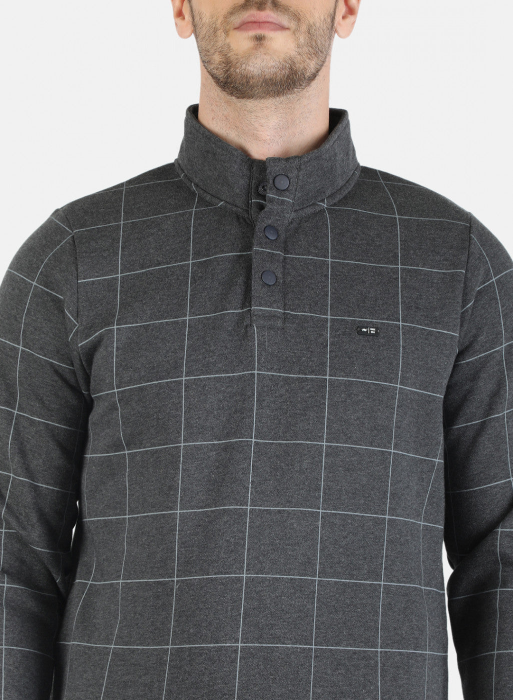 Men Grey Check Sweatshirt