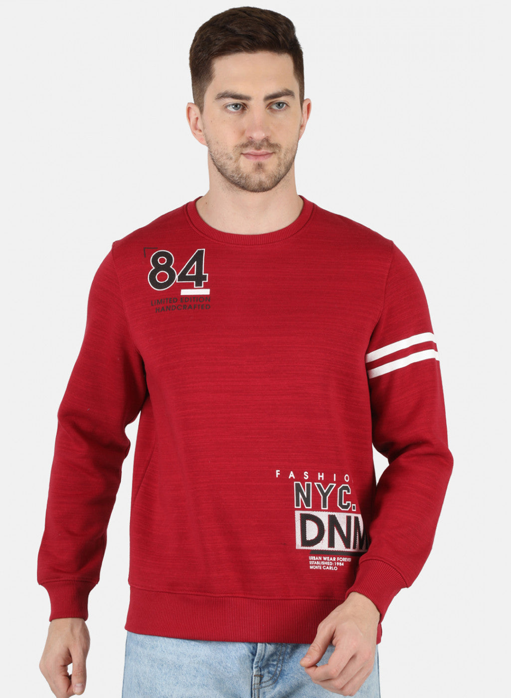 Men Maroon Printed Sweatshirt