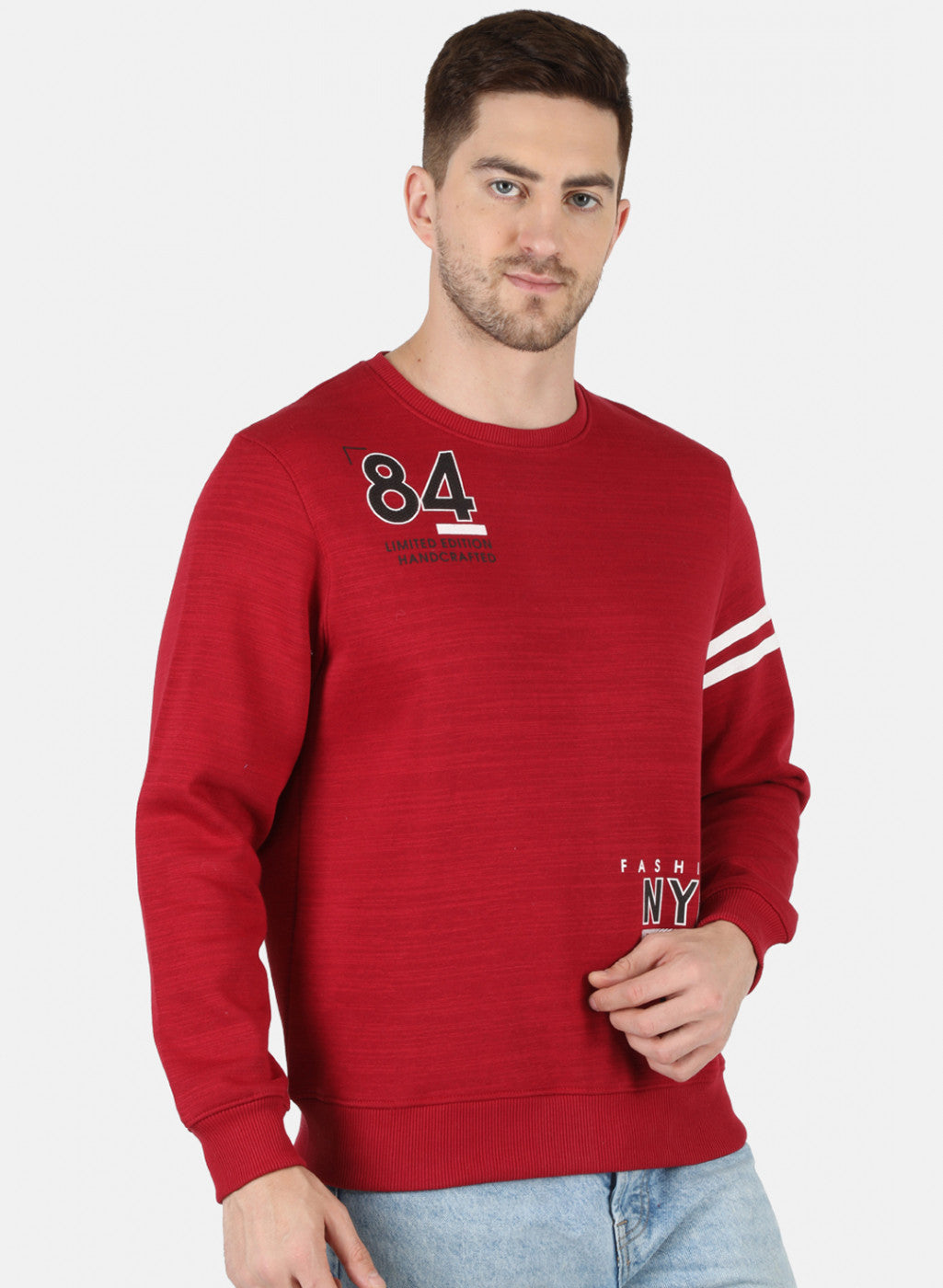 Men Maroon Printed Sweatshirt