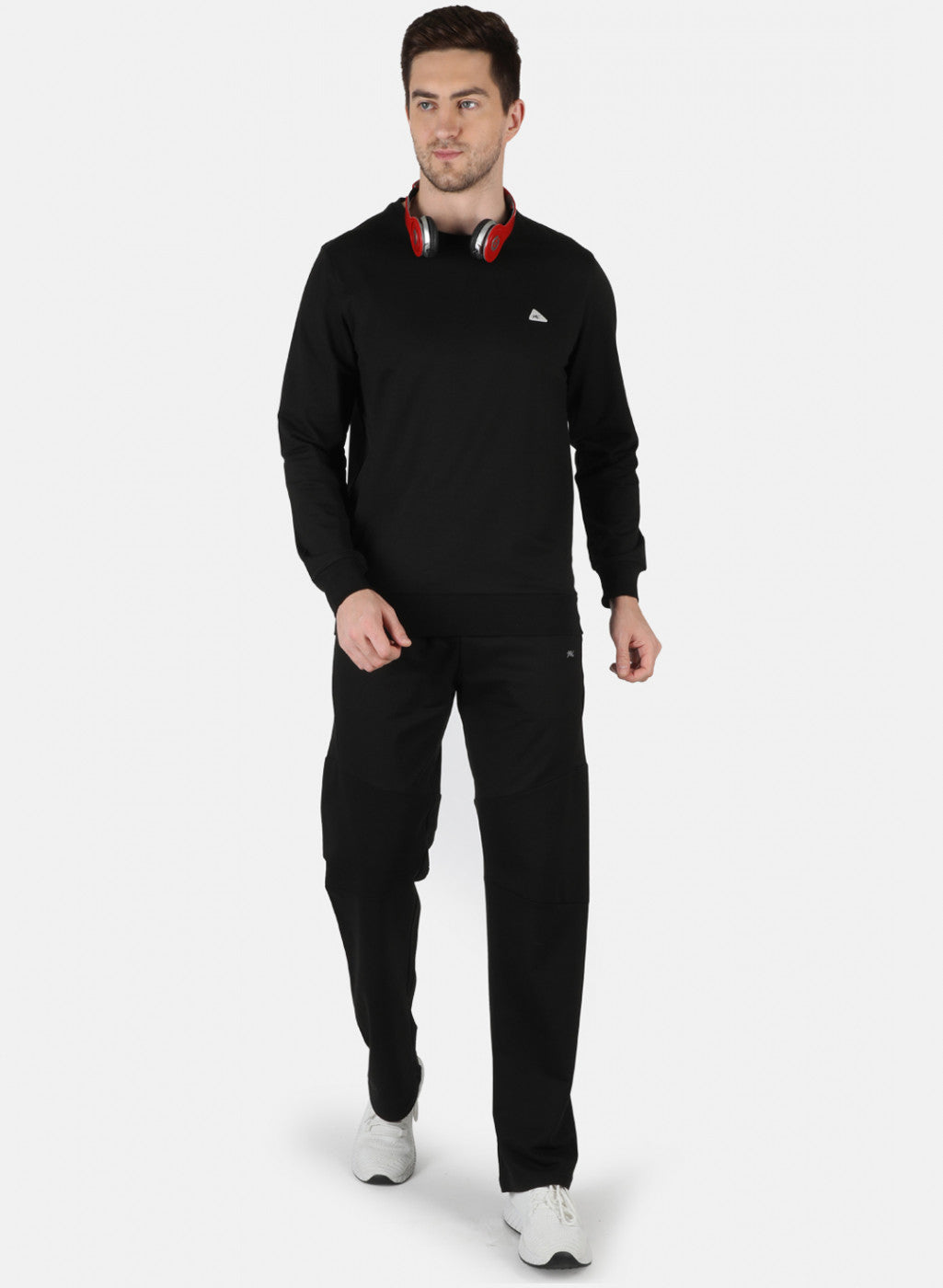 Men Black Solid Tracksuit