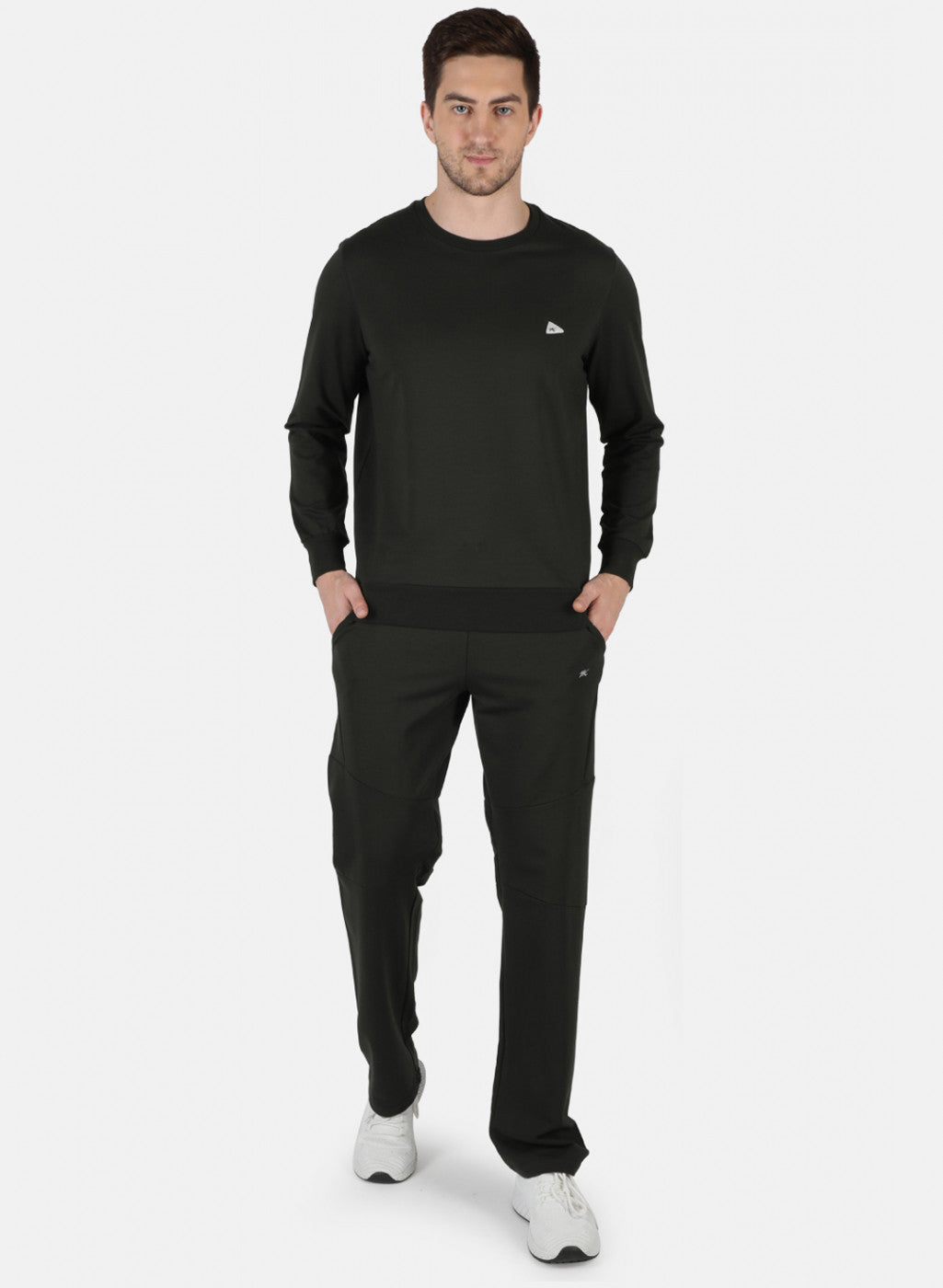 Men Grey Solid Tracksuit