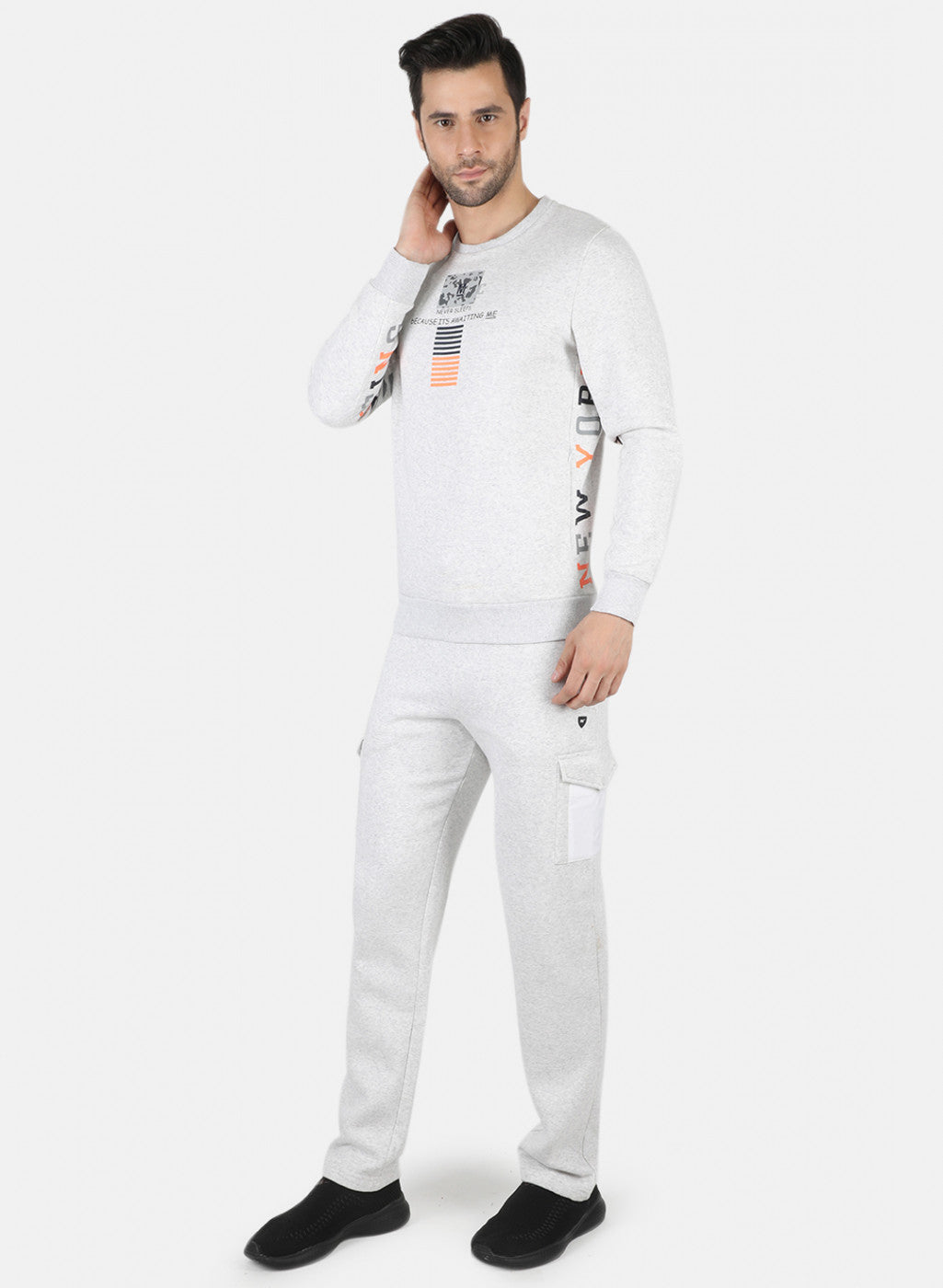 Men Grey Printed Tracksuit