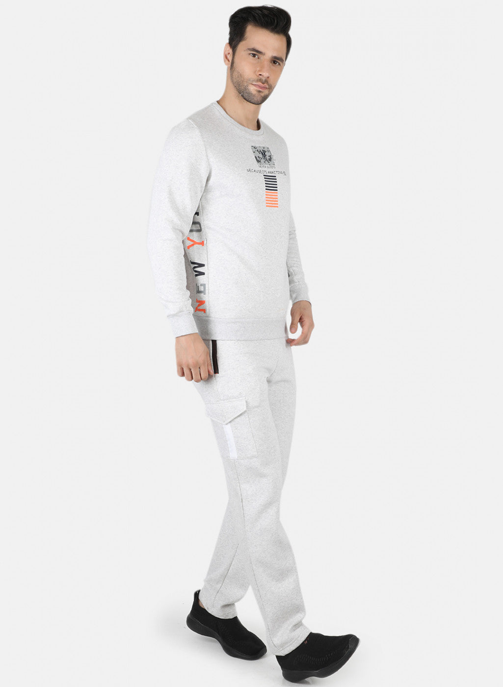 Men Grey Printed Tracksuit