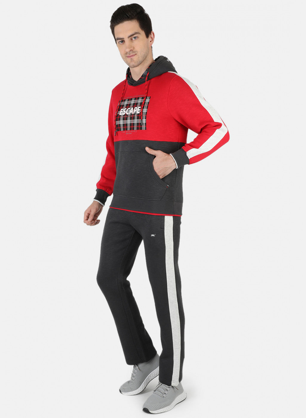 Men Red Printed Tracksuit