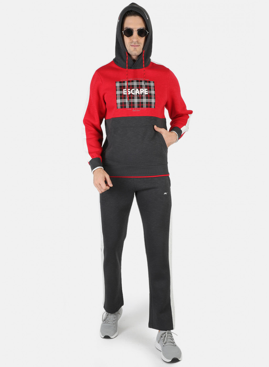 Men Red Printed Tracksuit