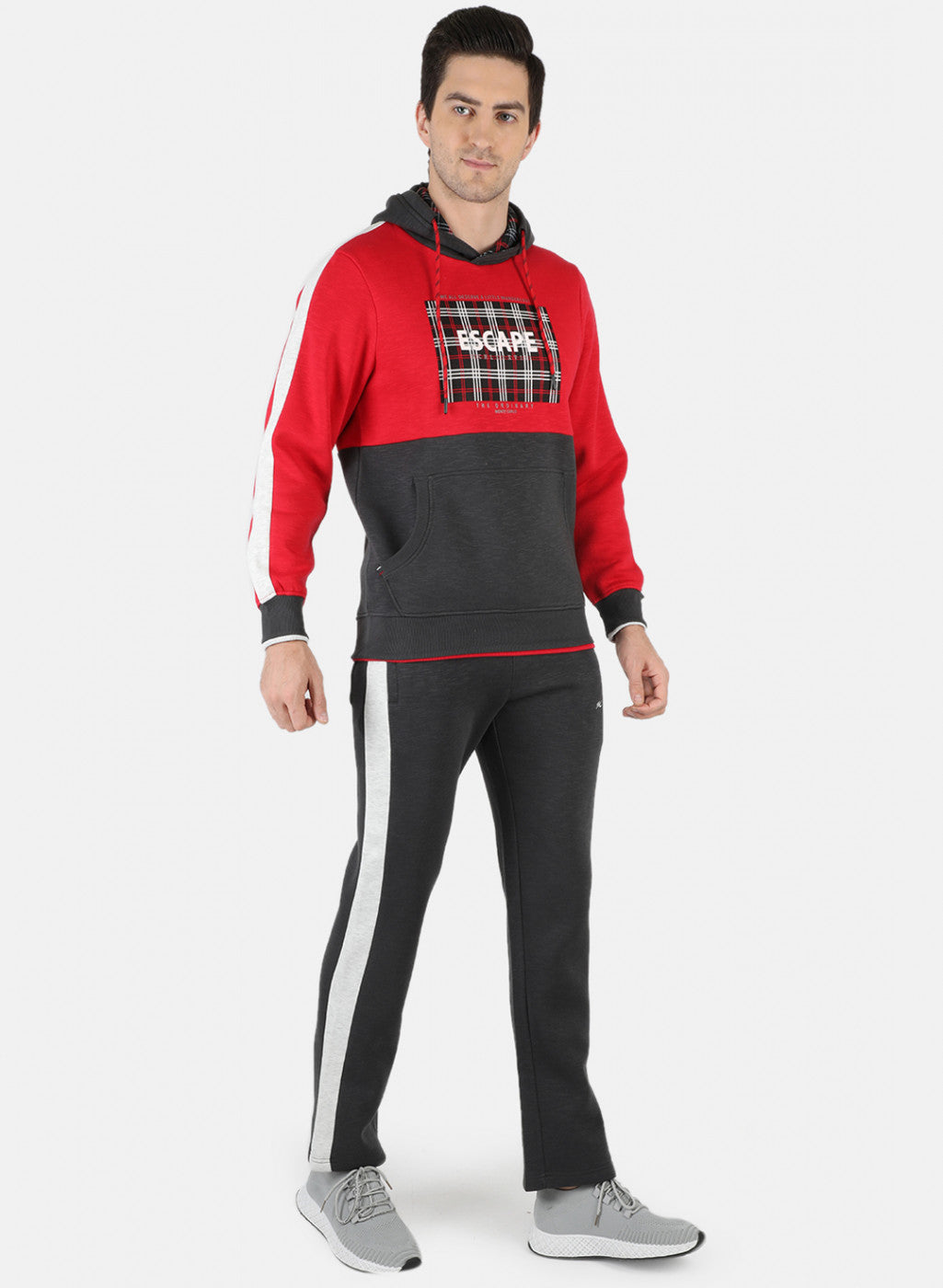 Men Red Printed Tracksuit