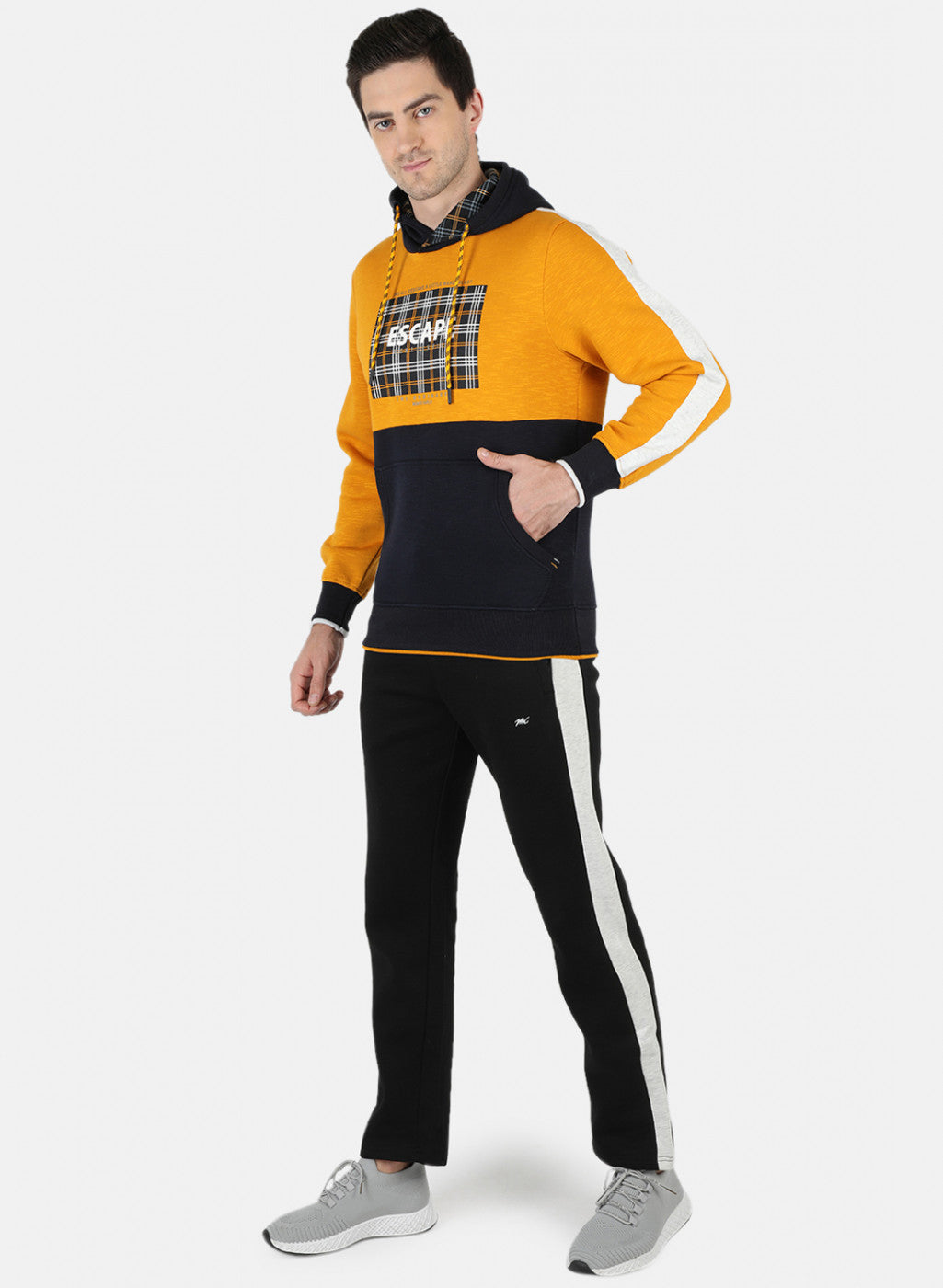 Men Mustard Printed Tracksuit