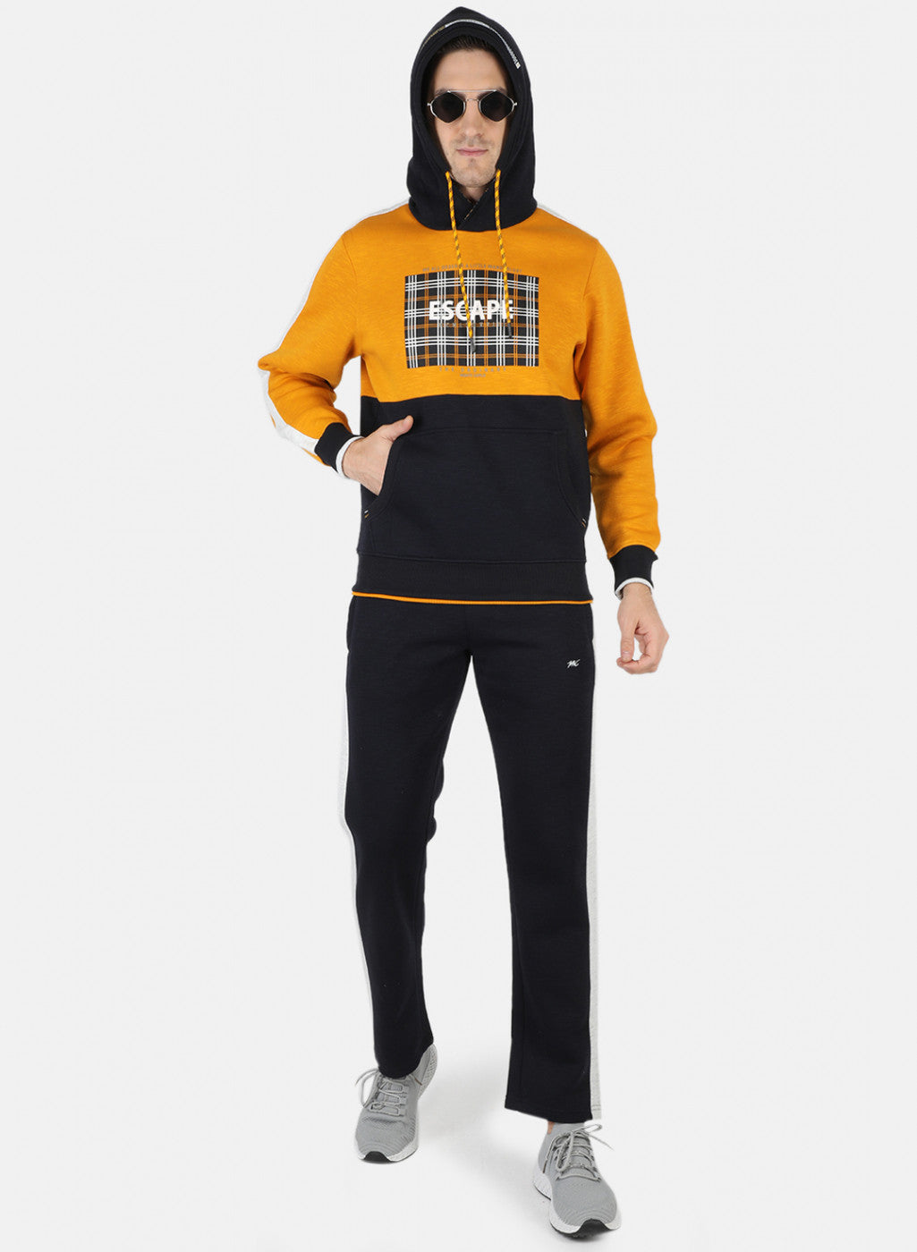 Men Mustard Printed Tracksuit