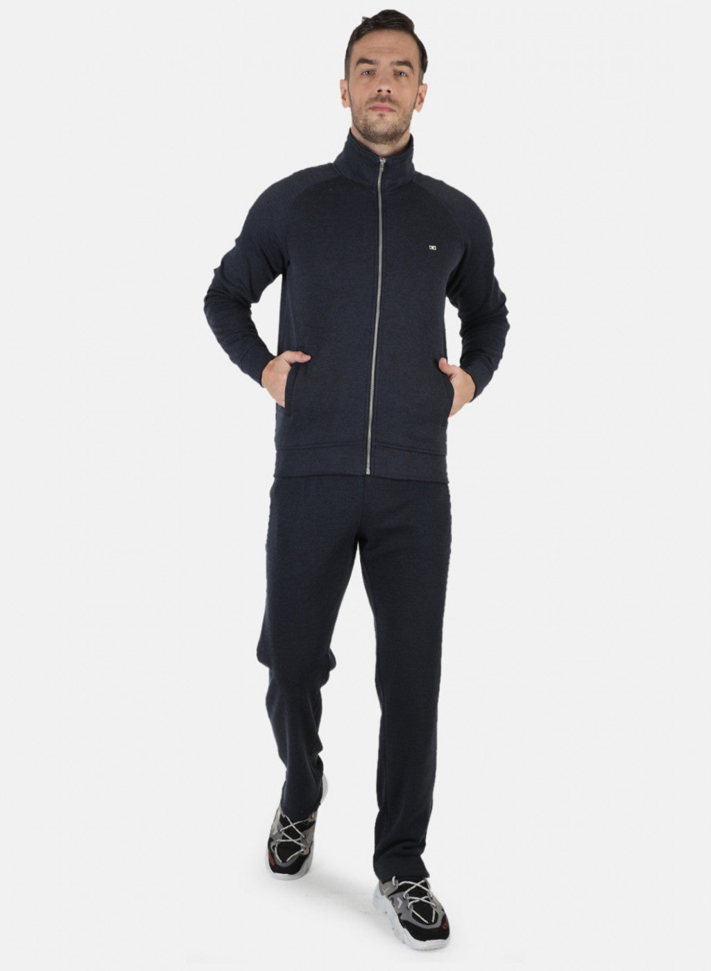 Men NAvy Blue Solid Tracksuit