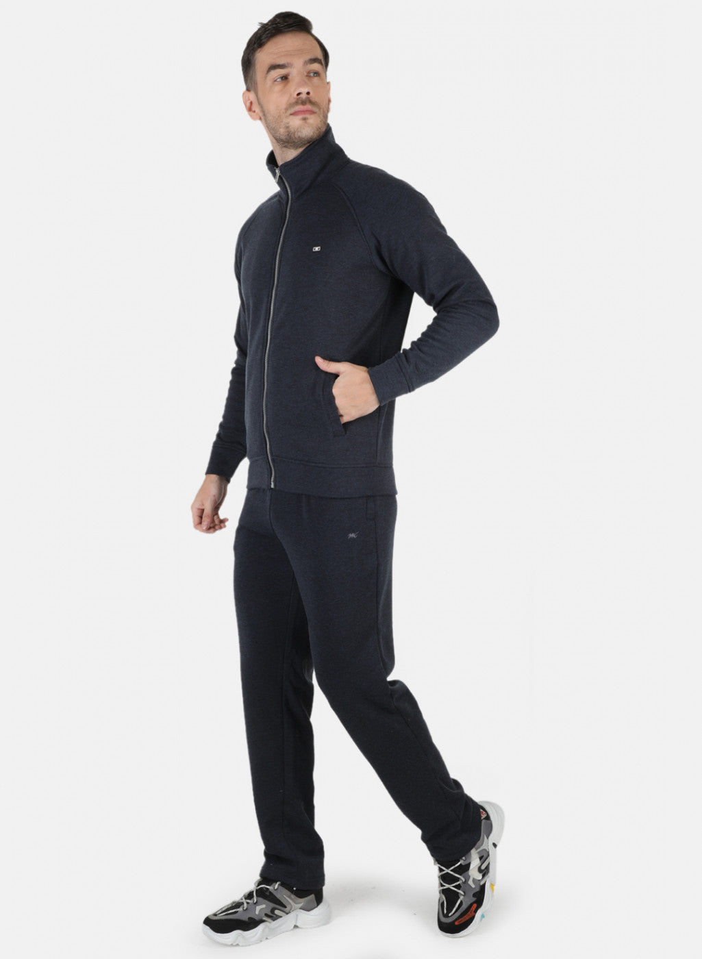 Men NAvy Blue Solid Tracksuit