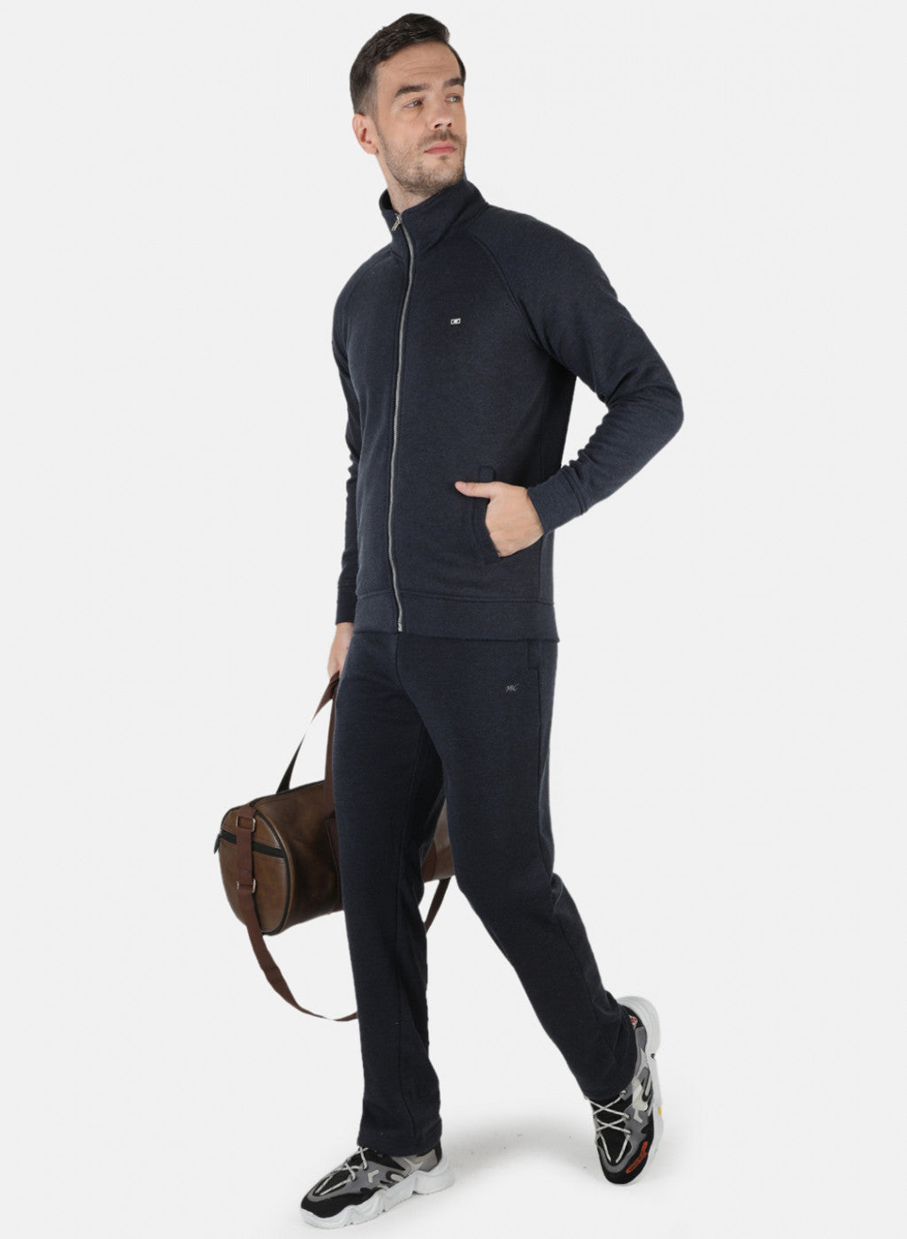 Men NAvy Blue Solid Tracksuit