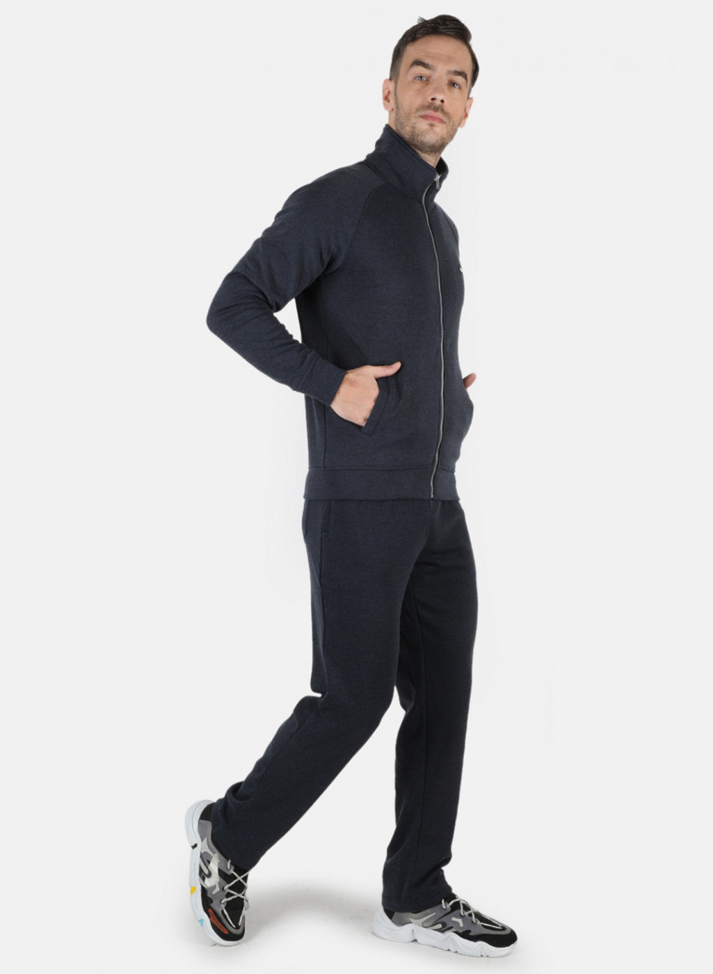 Men NAvy Blue Solid Tracksuit