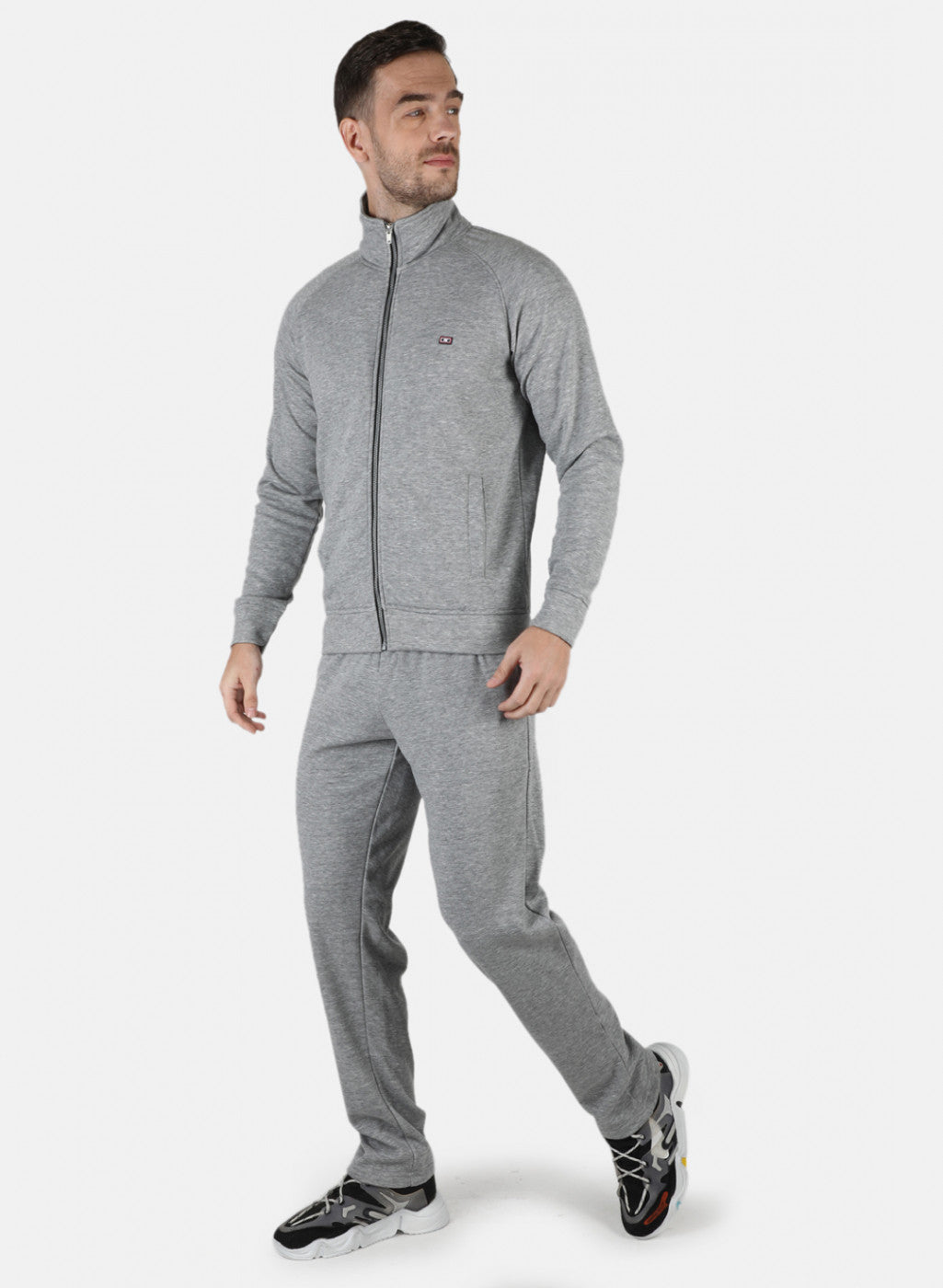 Men Grey Solid Tracksuit