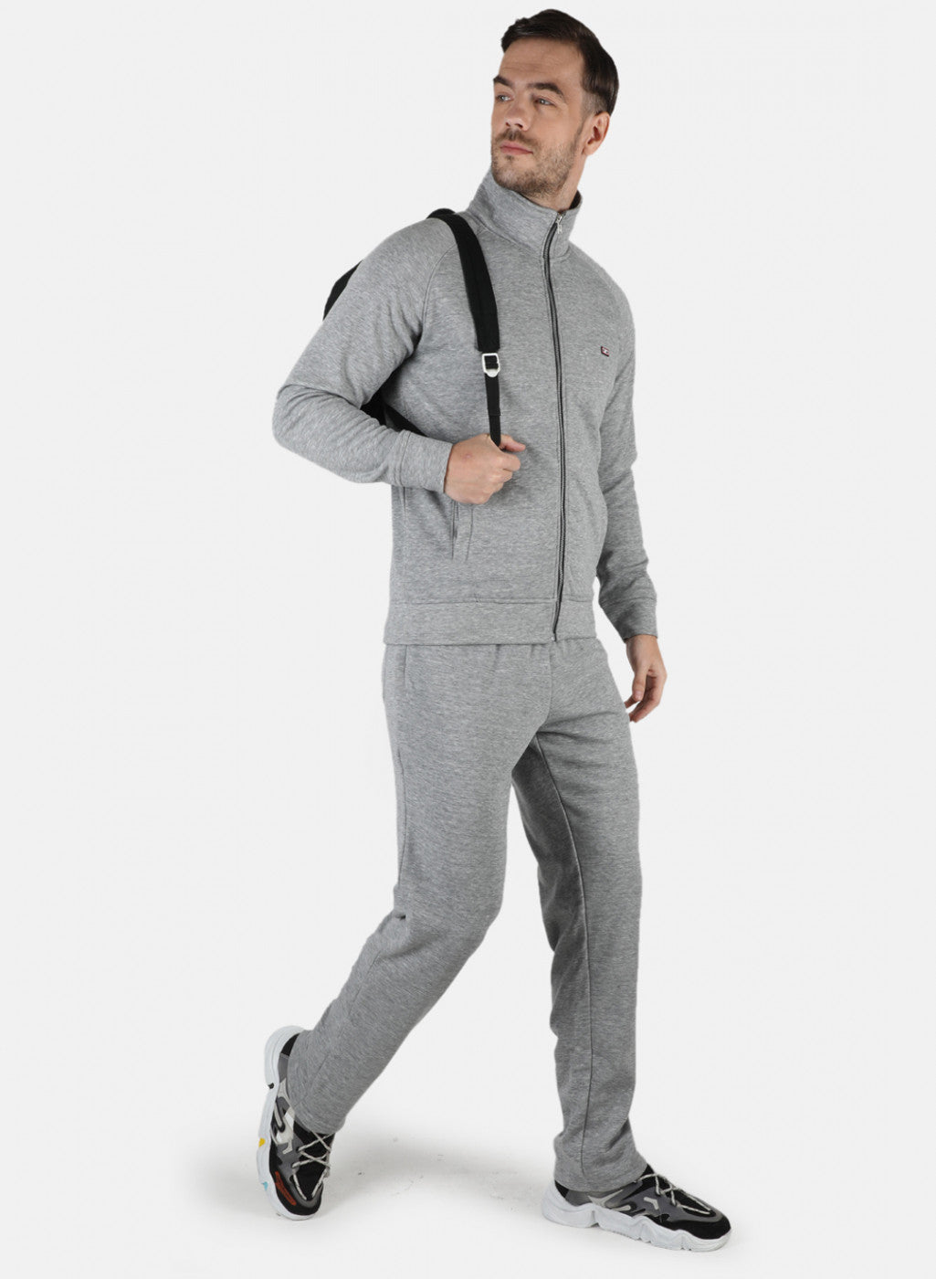 Men Grey Solid Tracksuit