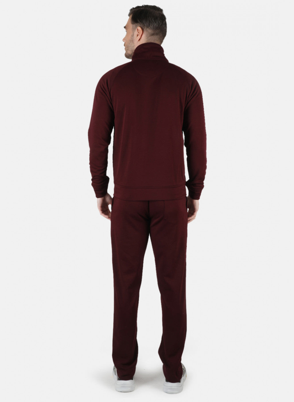 Men Maroon Solid Tracksuit