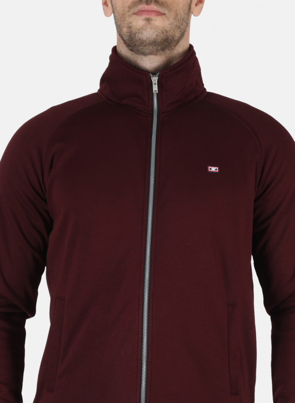 Men Maroon Solid Tracksuit