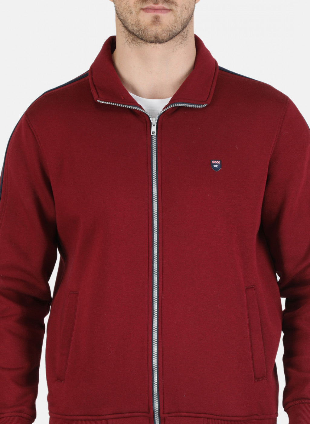 Men Maroon Solid Tracksuit