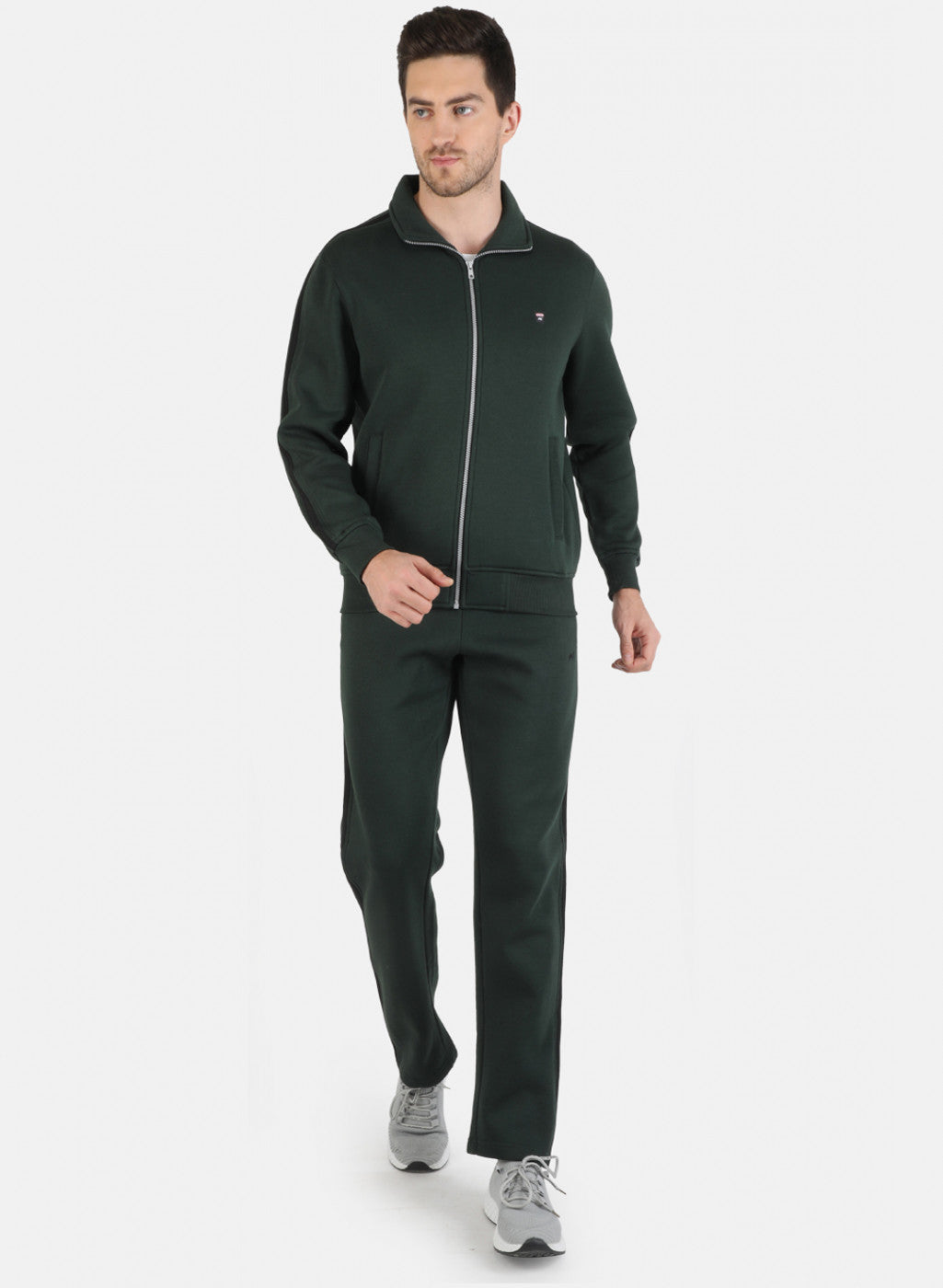 Men Green Solid Tracksuit