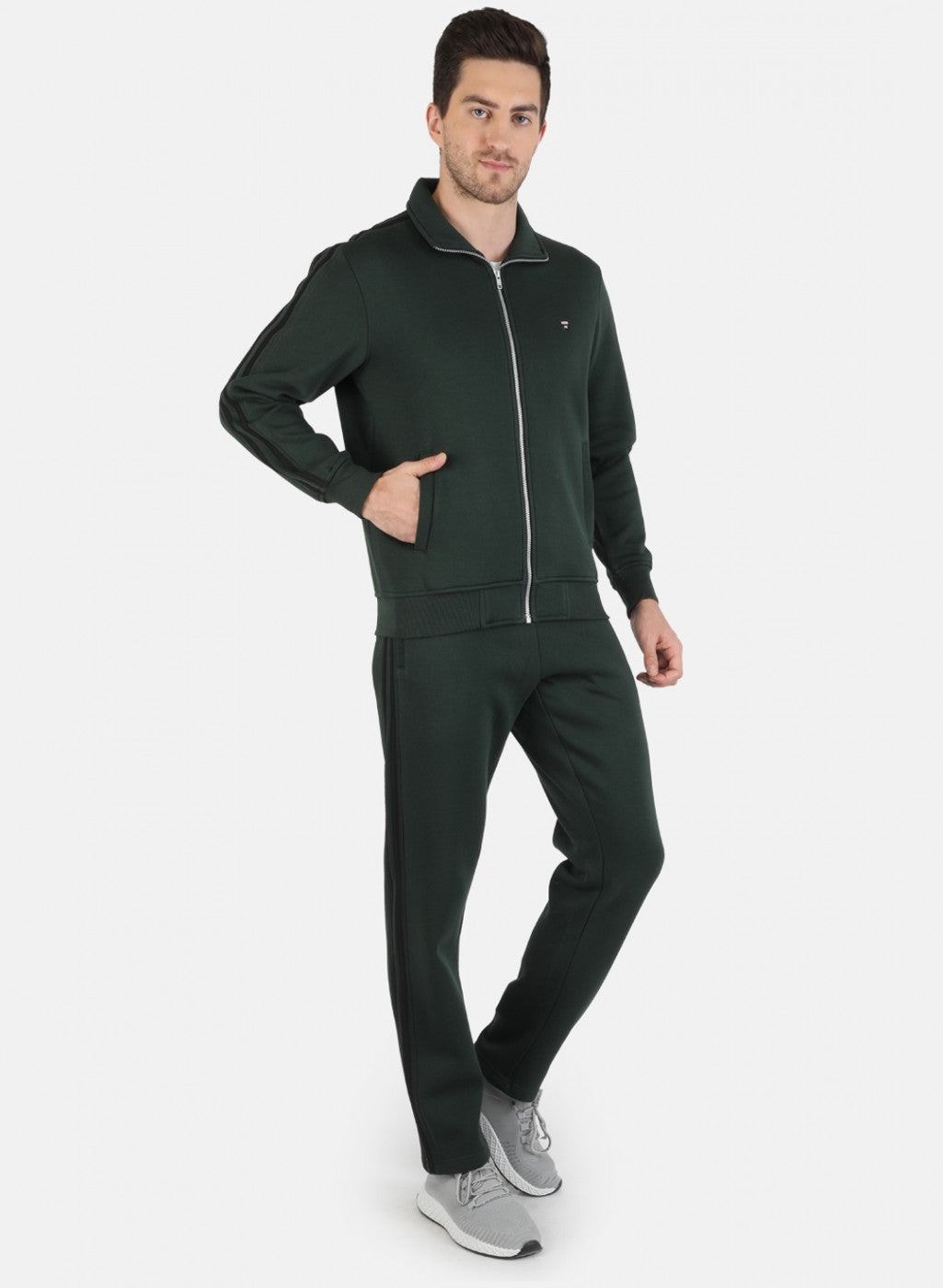 Men Green Solid Tracksuit