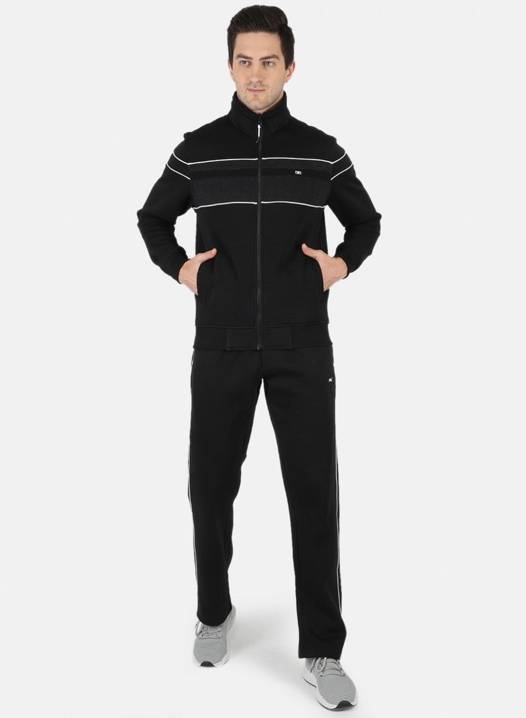 Men Black Solid Tracksuit