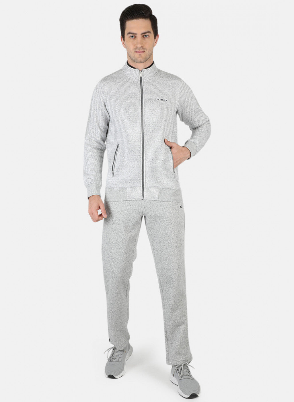 Men Grey Solid Tracksuit