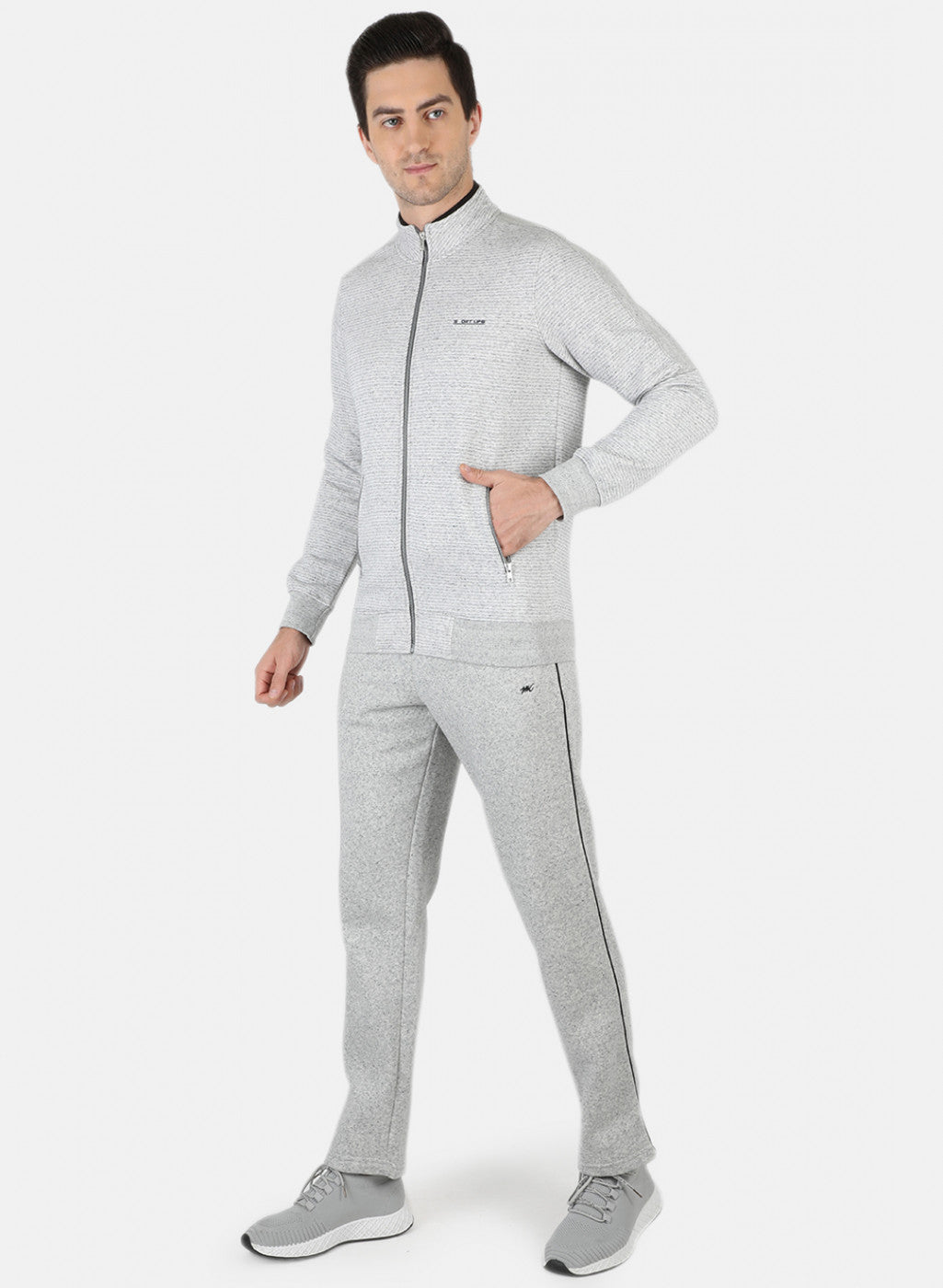 Men Grey Solid Tracksuit