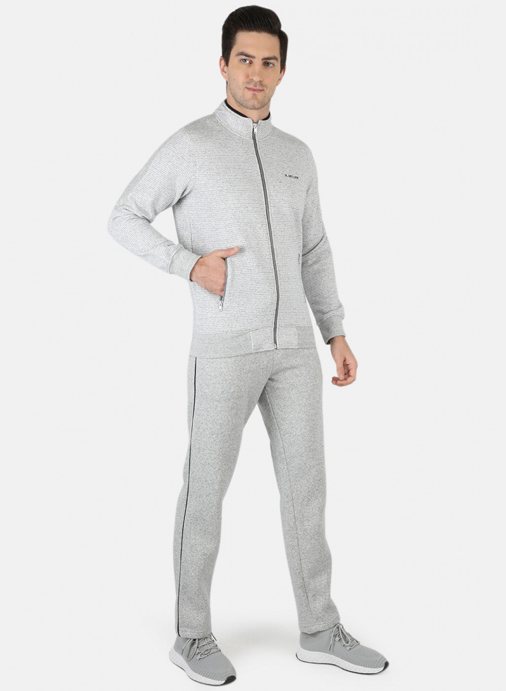 Men Grey Solid Tracksuit