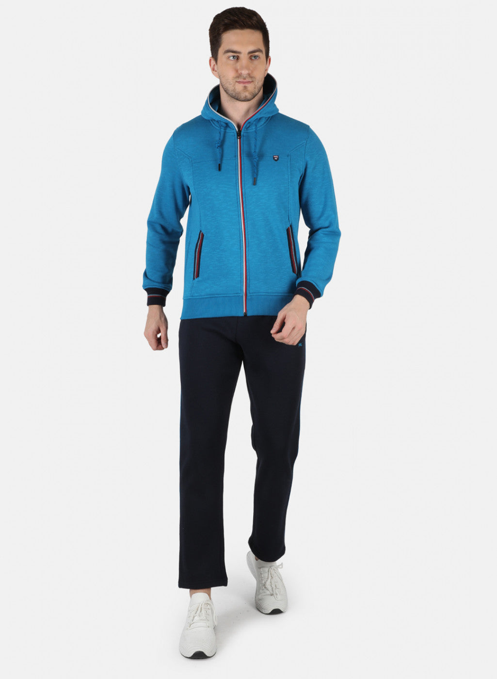 Men Blue Solid Tracksuit